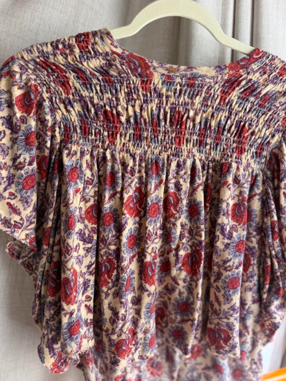 Free People Floral Smocked Blouse | Size Small